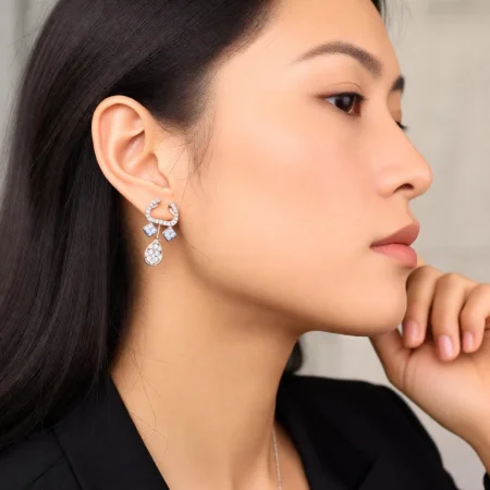 Crescent Square Drop Earrings