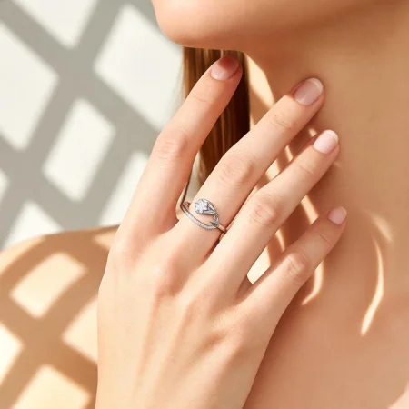 Bloom Drop CZ Silver Ring