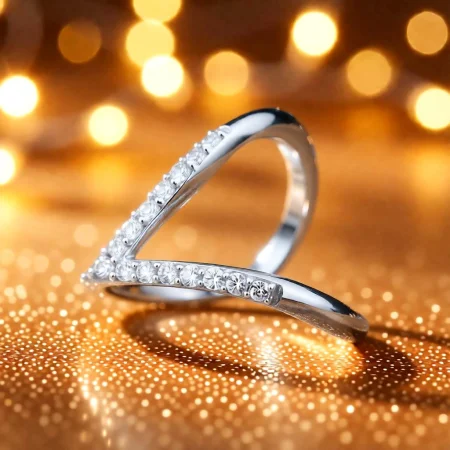 Chevron Pave CZ Ring