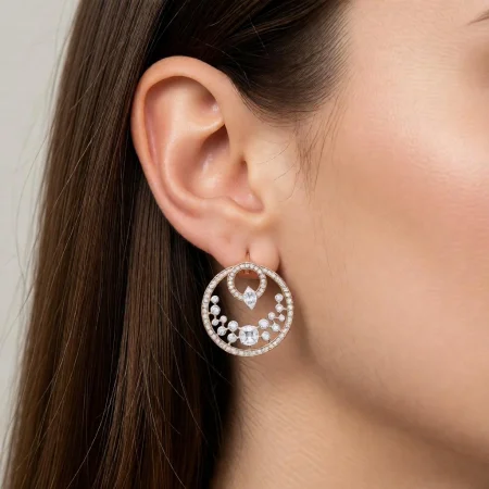 Circular CZ Statement Stud Earrings