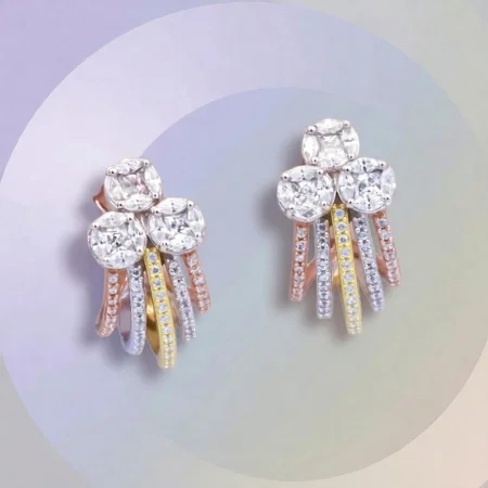 Multi Band CZ Stud Earrings