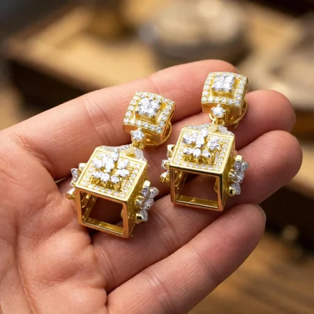 Geometric Cube Jhumka Earrings