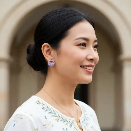 Dual Tone Loop Stud Earrings