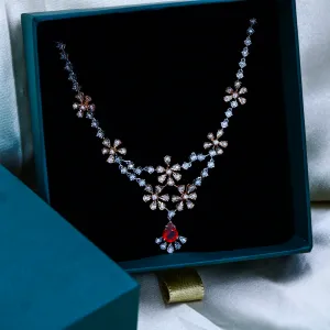 Floral Ruby Drop Necklace