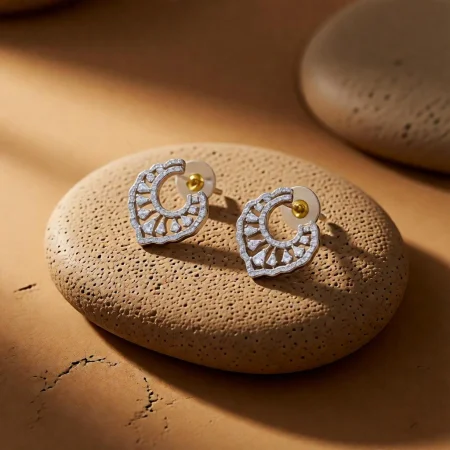 Heart Swirl CZ Stud Earrings