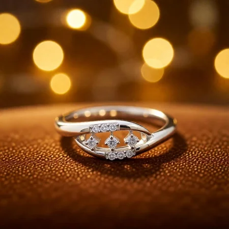 Petal Curve CZ Open Ring