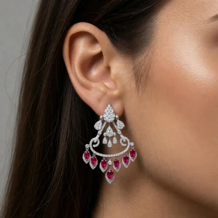 Ruby Crescent Chandelier Earrings