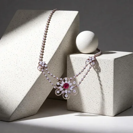 Ruby Floral Crown Necklace