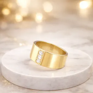 Minimal Stone Band Silver Ring