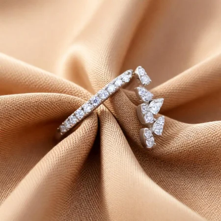 Leaf Vine CZ Adjustable Ring