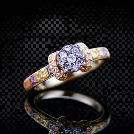 Vintage Floral CZ Gold Tone Ring