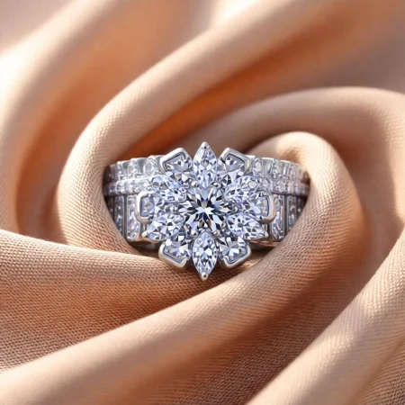 Contemporary Grid Silver Ring