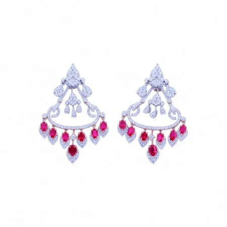 Ruby Crescent Chandelier Earrings