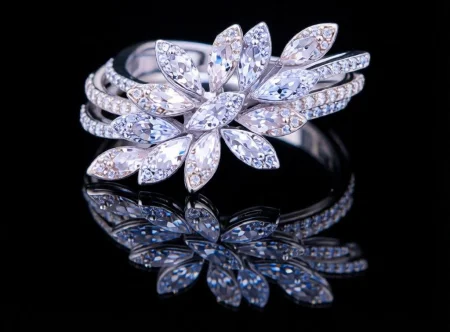Dual Tone Floral Cluster Ring