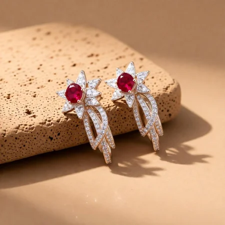 Ruby Floral Stud Earrings